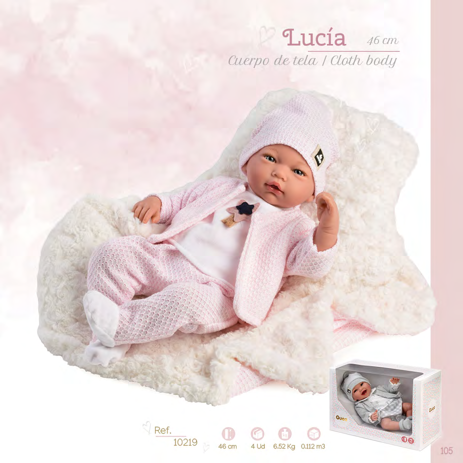 10219 Lucia Crying Newborn Baby Doll 46cm
