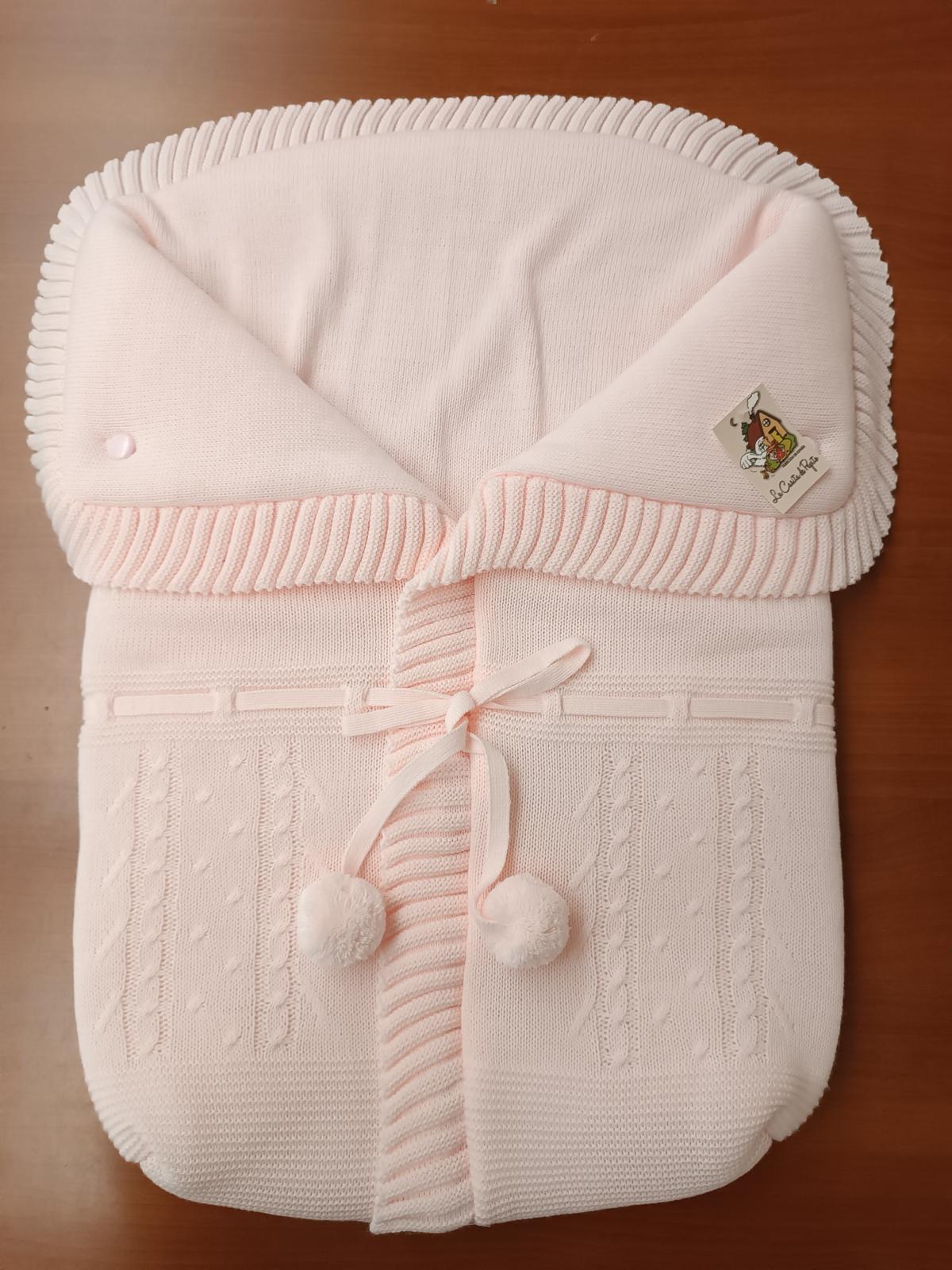 2985 Baby Pink with white Pompom Sleeping Bag