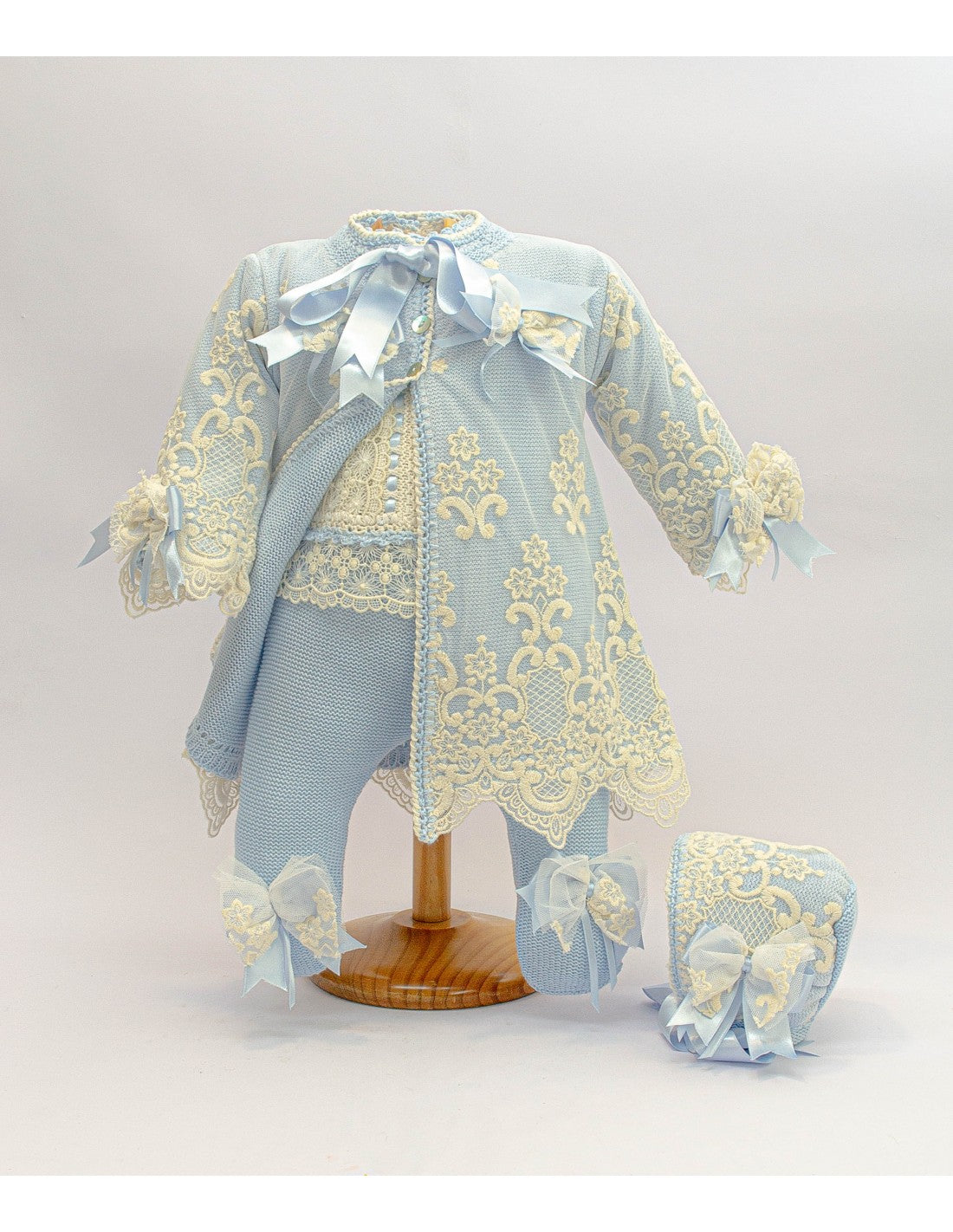 3009  Luxury  knitted Set, Bonnet, Coat & Shawl
