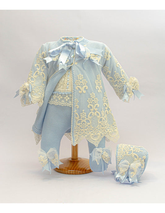 3009  Luxury  knitted Set, Bonnet, Coat & Shawl