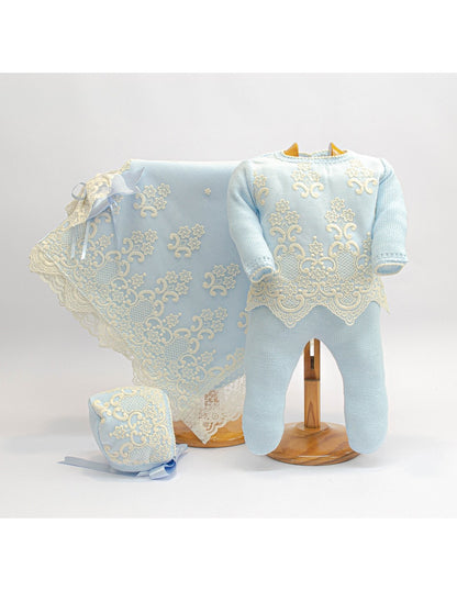 3022 Luxury Knitted Set, Bonnet & Shawl