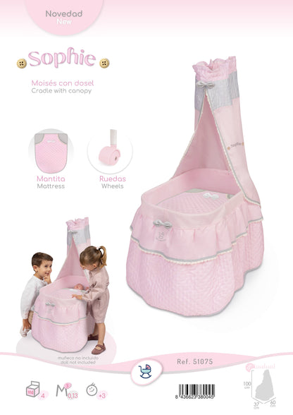 51075 Dolls Crib/Cradle with Canopy Sophie Collection