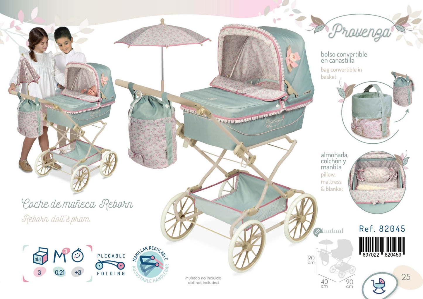 82045. Reborn Pram XL Provenza Collection