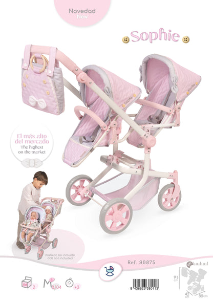 90875 Twin Pram Doll Sophie Collection