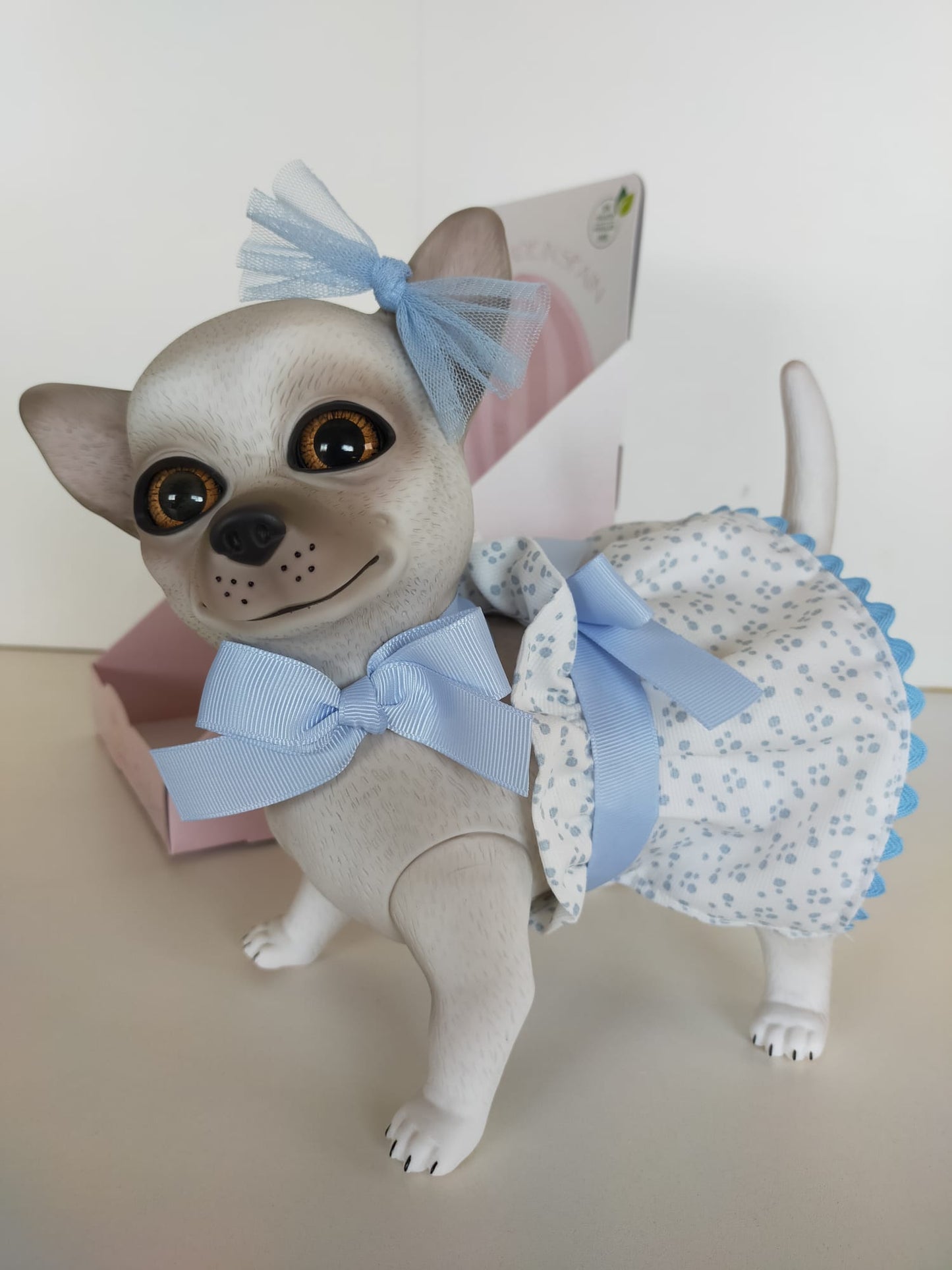 22301 Milo Reborn Chihuahua Polka Dot Blue Outfit