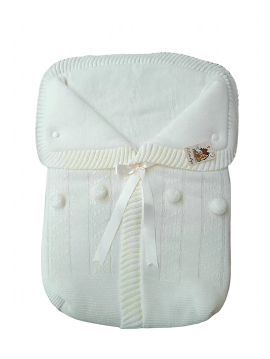 3187  Ivory with Ivory Pompom Sleeping Bag