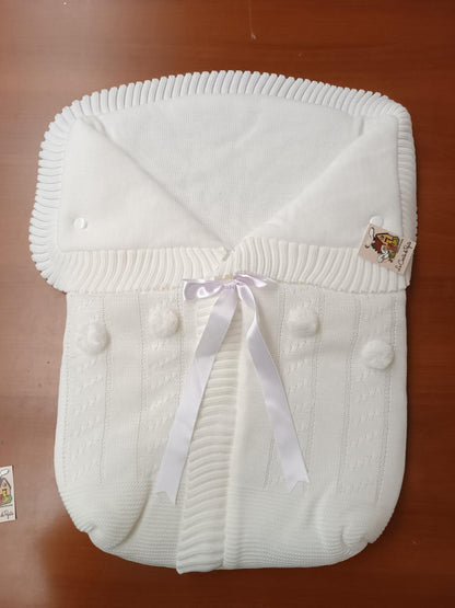 3187  Baby Blue with Baby Blue Pompom Sleeping Bag