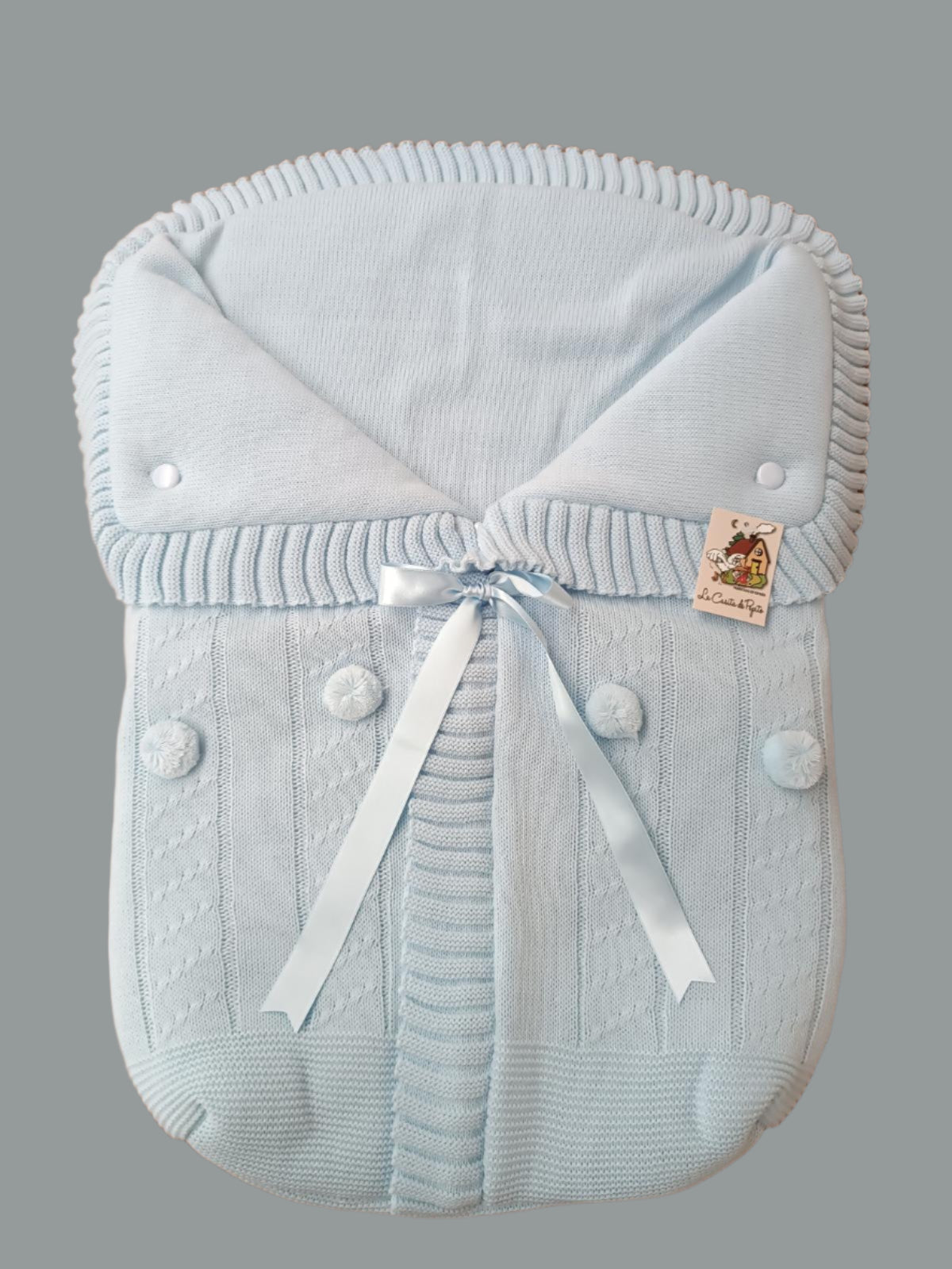 3187  Baby Blue with Baby Blue Pompom Sleeping Bag