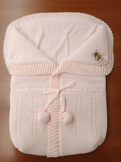 2985  Baby Pink with white Pompom Sleeping Bag