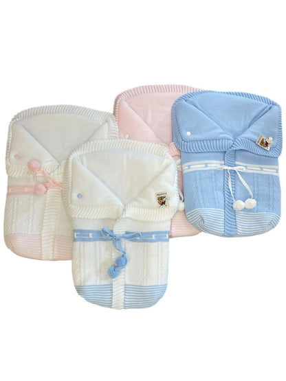 2985  Baby Pink with white Pompom Sleeping Bag