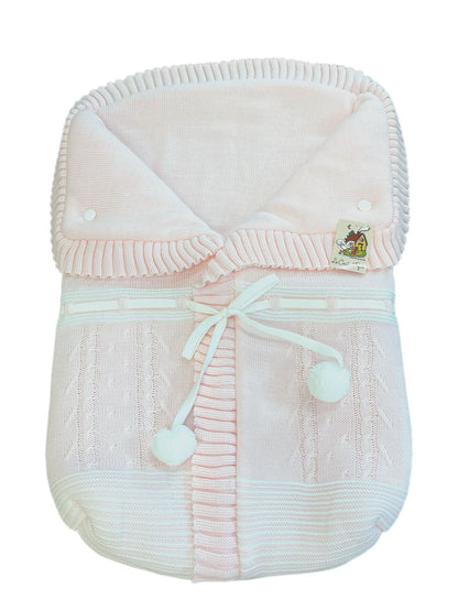 2985  White with Pale Blue Pompom Sleeping Bag