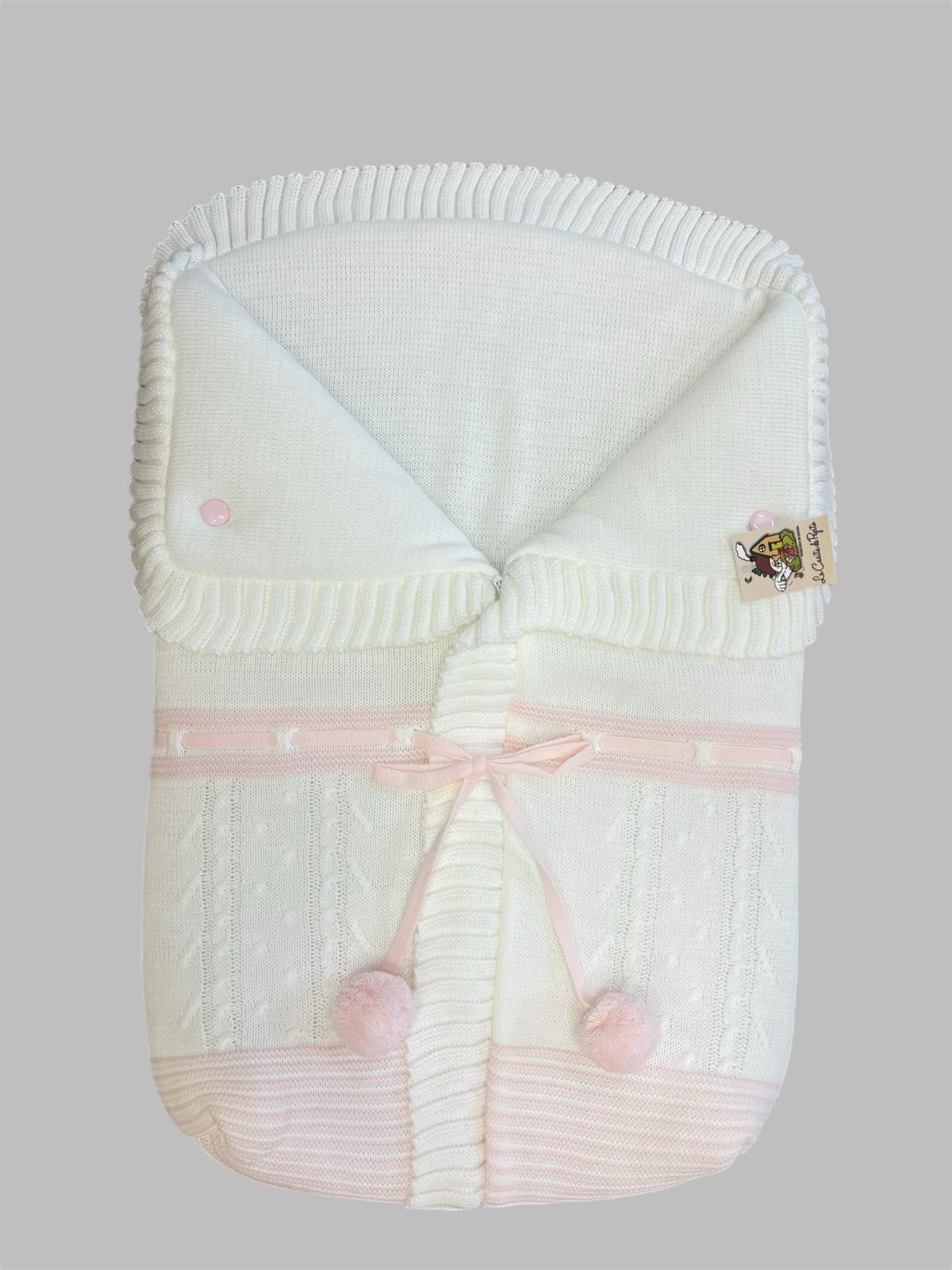 2985  Baby Pink with white Pompom Sleeping Bag