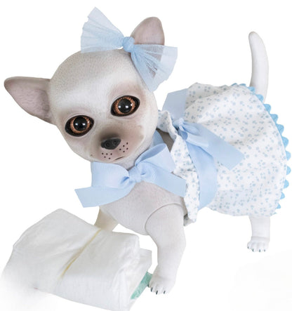 22301 Milo Reborn Chihuahua Polka Dot Blue Outfit