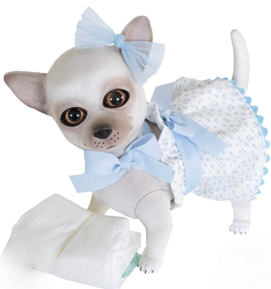 22301 Milo Reborn Chihuahua Polka Dot Blue Outfit