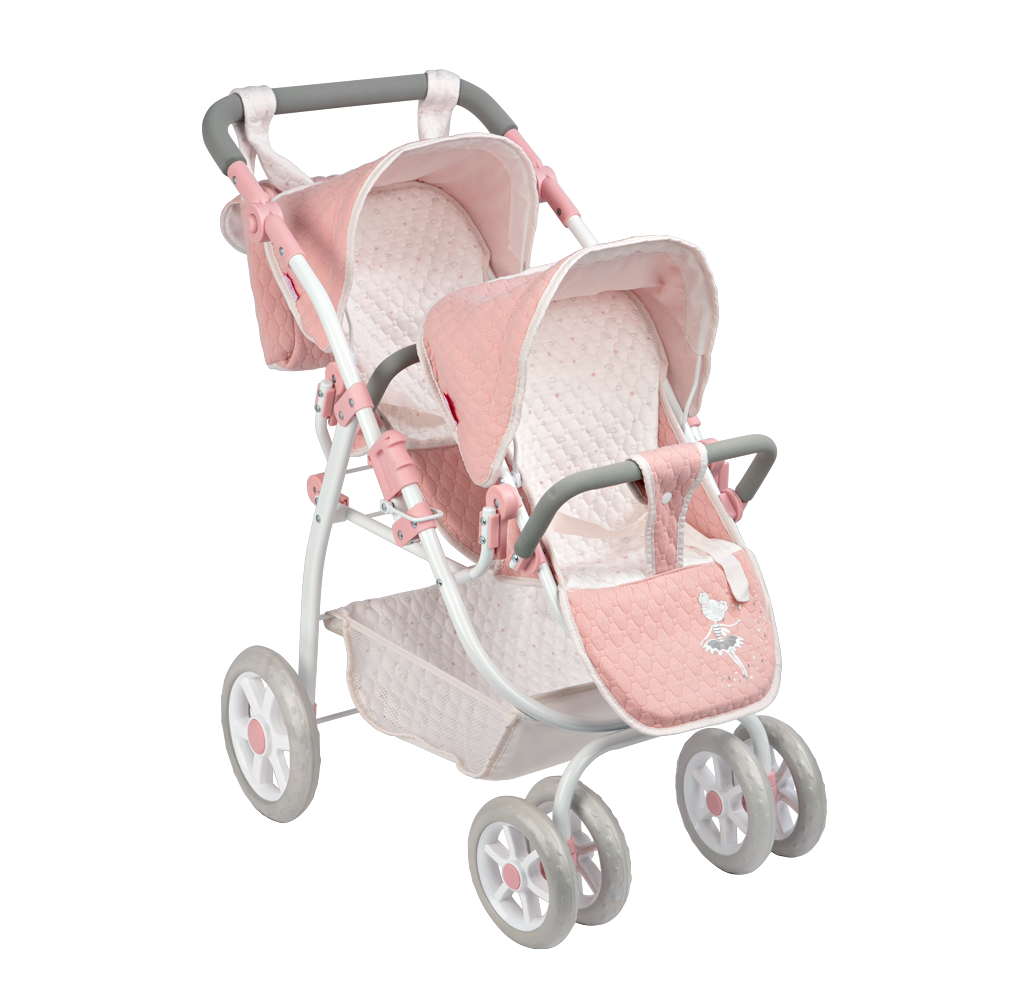 40854 Pink Twin Pram Reborn Paris Collection