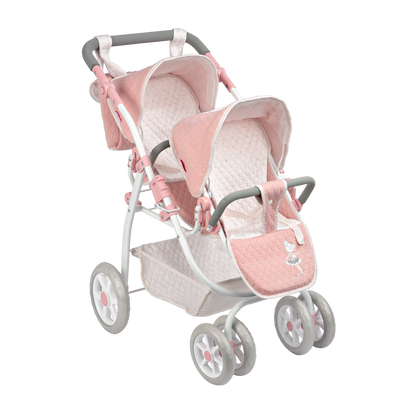 40854 Pink Twin Pram Reborn Paris Collection