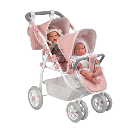 40854 Pink Twin Pram Reborn Paris Collection