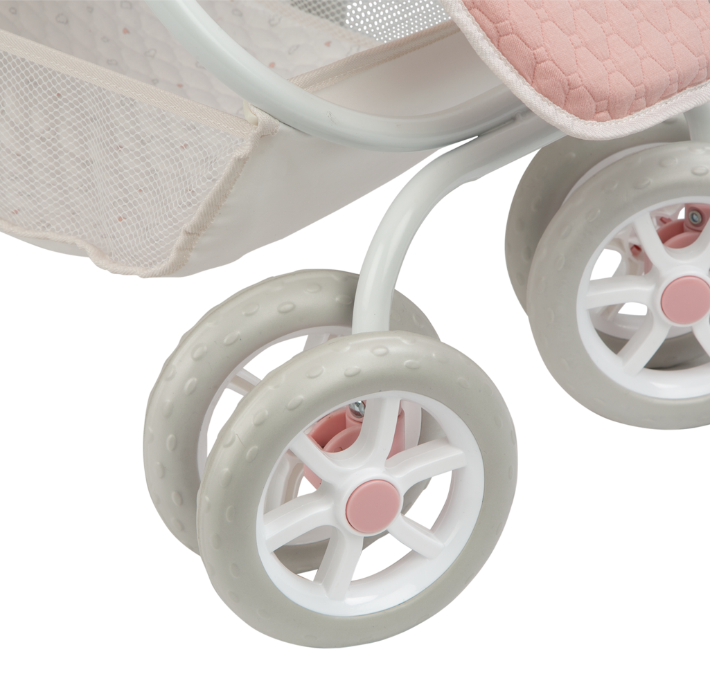 40854 Pink Twin Pram Reborn Paris Collection