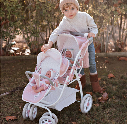 40854 Pink Twin Pram Reborn Paris Collection