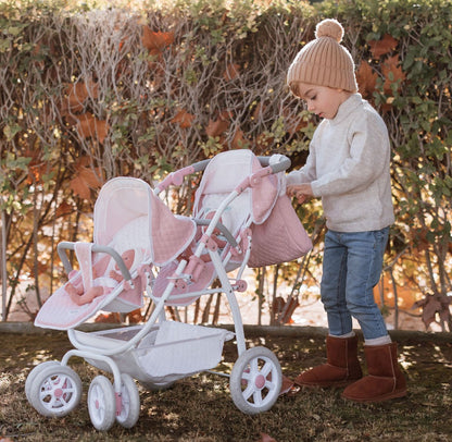 40854 Pink Twin Pram Reborn Paris Collection