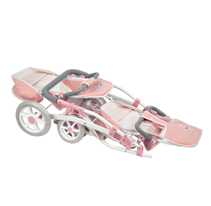 40854 Pink Twin Pram Reborn Paris Collection